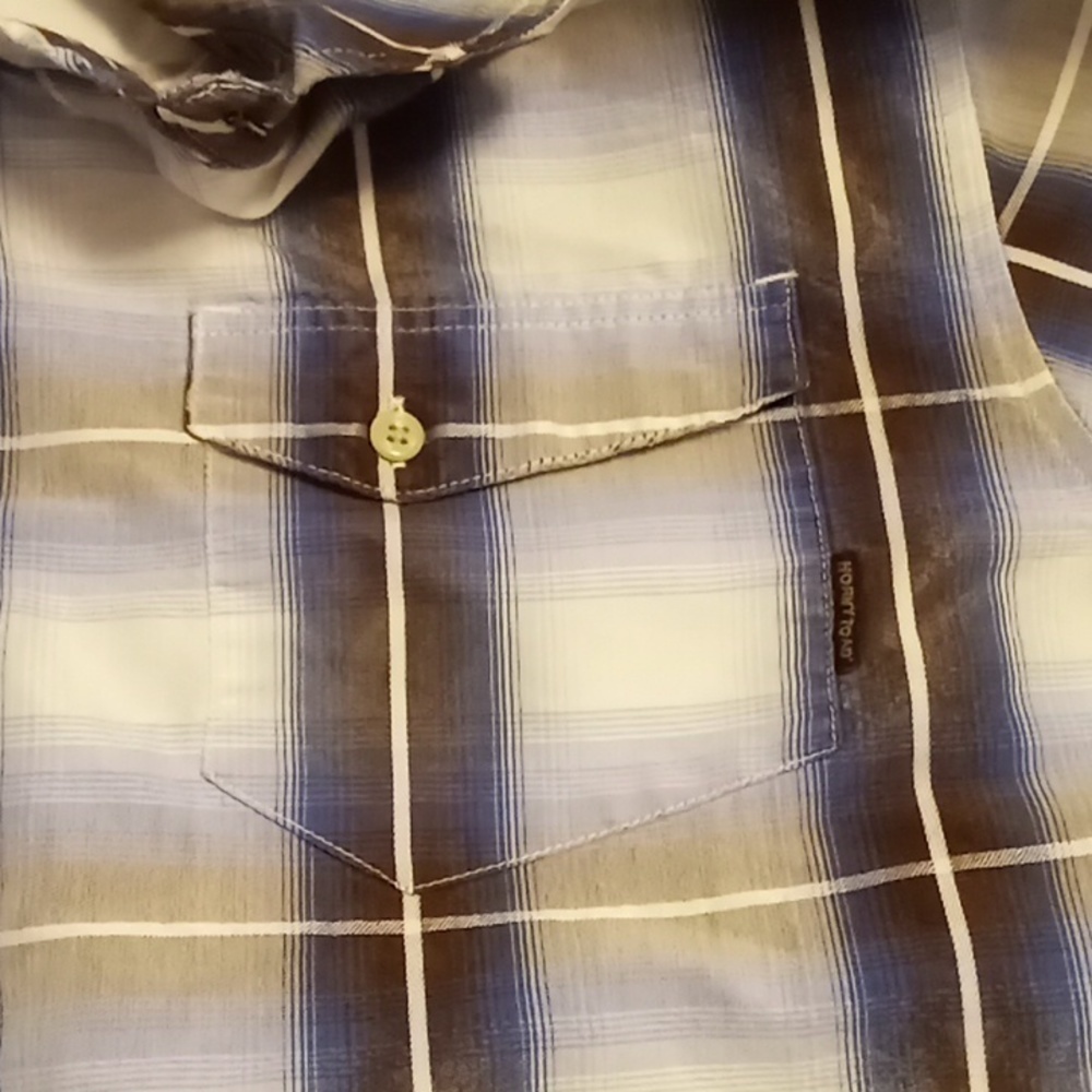 Horny Toad Blue / Brown Plaid Button-up Long Sleeve Men's Shirt Size Large - Picture 4 of 12